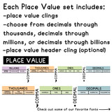 pastel place value whiteboard clings