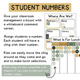 Students move their number cling to show where they are and their lunch choice