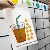 Reimagines Ready iced coffee reward system clings held up to show the reusable static cling