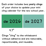 Two Spanish Spanish year clings, 4.7 inches wide, for the mini calendar