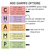 pastel CHAMPS whiteboard display