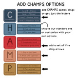 varsity stripes CHAMPS whiteboard display