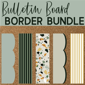 Modern Terrazzo printable bulletin board border bundle with scalloped, striped, and terrazzo designs