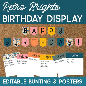 printable retro brights birthday display printable retro brights birthday display