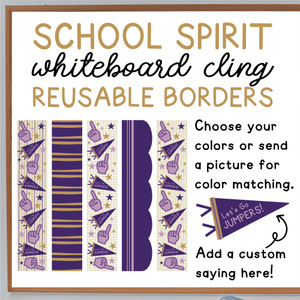 School spirit whiteboard cling borders in every style, shown side by side