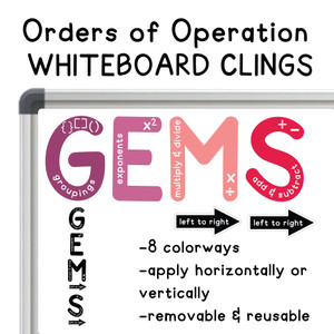 GEMS order of operations whiteboard clings
