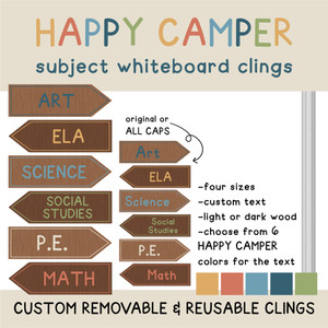 happy camper subject whiteboard clings