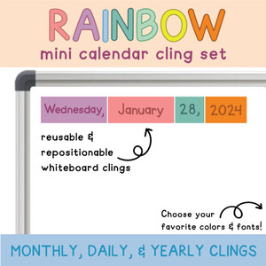 rainbow mini cling calendar rainbow mini cling calendar