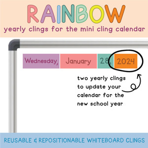 Rainbow year clings updating a mini calendar for the new school year
