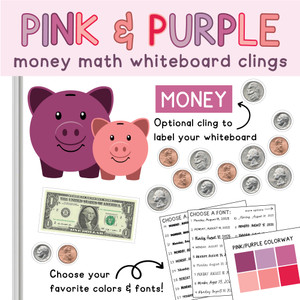 pink and purple money math whiteboard clings pink and purple money math whiteboard clings