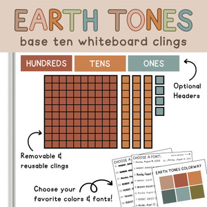 Earth Tones Base 10 whiteboard clings