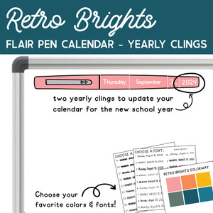 Retro Brights flair pen calendar year clings updating the date for the new school year