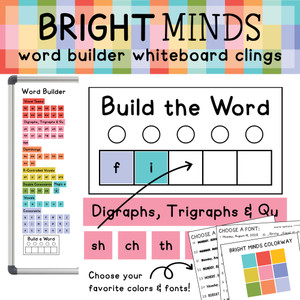 Bright Minds Word Builder whiteboard clings