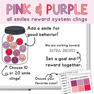 pink and purple all smiles whiteboard clings