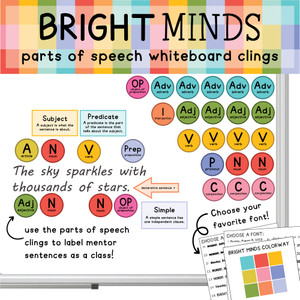 Bright Minds Parts of Speech whiteboard clings