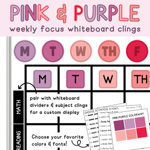 pink and purple classroom agenda clings