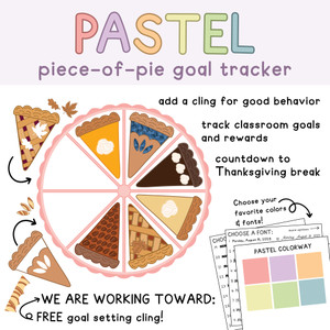 Piece-of-Pie Goal Tracker classroom reward system assembled on whiteboard with fall decor Piece-of-Pie Goal Tracker classroom reward system assembled on whiteboard with fall decor