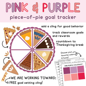 Piece-of-Pie Goal Tracker classroom reward system assembled on whiteboard with fall decor
