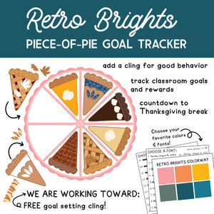Piece-of-Pie Goal Tracker classroom reward system assembled on whiteboard with fall decor Piece-of-Pie Goal Tracker classroom reward system assembled on whiteboard with fall decor