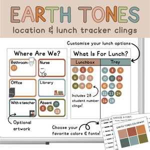 earth tones lunch and location tracker whiteboard clings