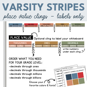 varsity stripes place value labels