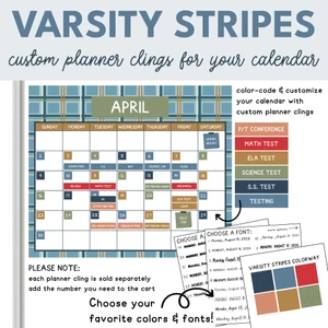 varsity stripes calendar planner clings