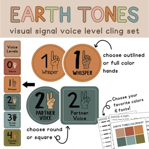 Earth Tones visual signal voice level whiteboard clings