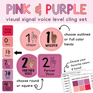 Pink and Purple visual signal voice level whiteboard clings