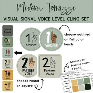 Modern Terrazzo visual signal voice level whiteboard clings