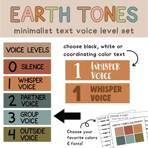 Earth Tones minimalist text voice level whiteboard clings