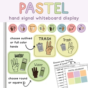 Pastel classroom hand signal whiteboard clings