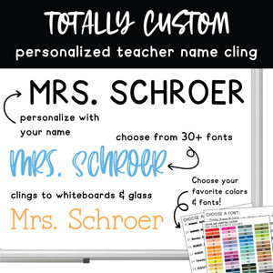 Personalized Teacher Name Whiteboard Cling