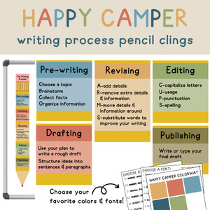 Happy Camper Writing Process pencil whiteboard clings