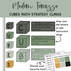 CUBES Math Strategy Whiteboard Clings