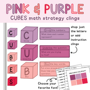 CUBES Math Strategy Whiteboard Clings