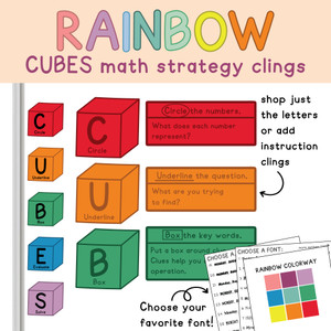 CUBES Math Strategy Whiteboard Clings