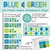 Blue and Green Ten Frame Teams behavior clings tracking points for six groups on a whiteboard