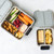 Gray Bento Five packed with a sandwich, fruit, veggies, and snacks