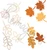 Printable fall leaves in orange, gold, and outlined styles for a bulletin board
