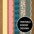 Five Retro Brights printable bulletin board borders on cork in pink, teal, yellow, and green