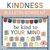 Neutral Be Kind to Your Mind bulletin board kit with bunting, kindness notes, and brain artwork