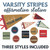 Varsity Stripes affirmation station with pennant, round, and square affirmations in three styles