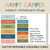 Happy Camper colorblock subject clings for Art, ELA, Science, Math, and P.E. in four sizes