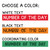 Text color choices: white, black, or a coordinating color