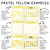 Pastel whiteboard calendar examples in pastel yellow with round, square, mini, and handwritten numbers