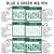Blue and Green whiteboard calendar examples in dark green with round, square, mini, and handwritten numbers