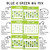 Blue and Green whiteboard calendar examples in lime green with round, square, mini, and handwritten numbers