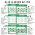 Blue and Green whiteboard calendar examples in green with round, square, mini, and handwritten numbers