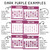 Rainbow whiteboard calendar examples in dark purple with round, square, mini, and handwritten numbers