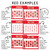 Rainbow whiteboard calendar examples in red with round, square, mini, and handwritten numbers